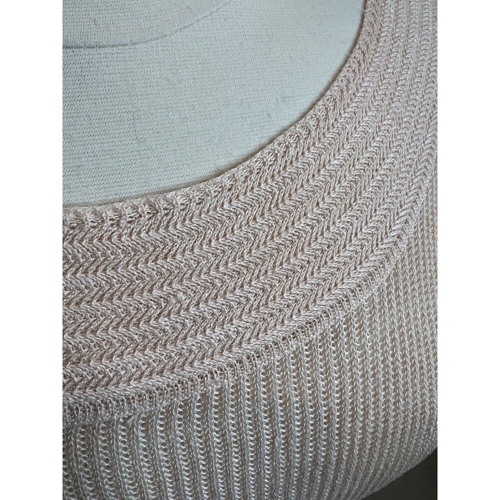 Lauren Ralph Lauren Linen crochet Knit Peach Top  XL Short Sleeve Costal 90's - Picture 8 of 9